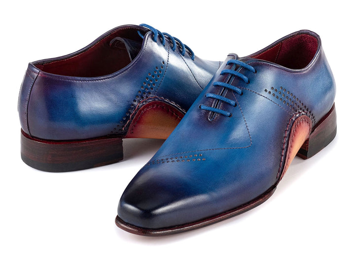 Luxurious Paul Parkman men's shoes in blue with unique hand-painted design