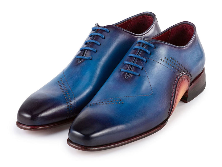 Paul Parkman oxfords with exquisite hand-painted blue leather and opanka construction