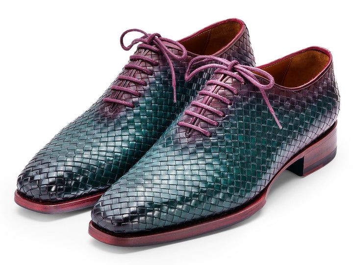 Paul Parkman Men's Green & Purple Woven Leather Oxfords with intricate handcrafted detailing and luxurious design (ID#044WN77)