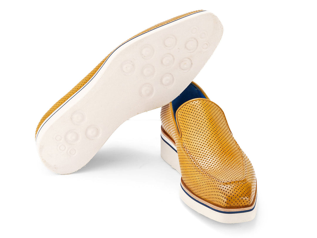 Paul Parkman Beige Leather Loafers with Smart Casual Style and Perforated Detail