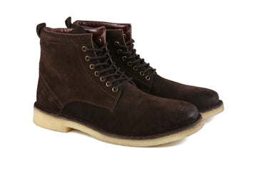Hound and Hammer Men's Laced Suede Boots, Chocolate