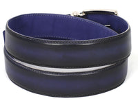 PAUL PARKMAN Men's Leather Belt Dual Tone Navy & Blue (ID#B01-NVY-BLU) - WKshoes