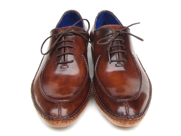 Paul Parkman Men's Side Handsewn Split-toe Brown Oxfords (ID#054-BRW) - WKshoes