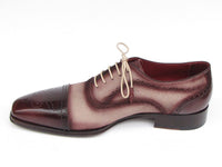 Paul Parkman Men's Captoe Oxfords - Bordeaux / Beige Hand-Painted Suede Upper and Leather Sole (ID#024-BRR) - WKshoes