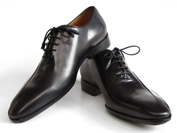 Paul Parkman Men's Black Leather Oxfords - Side Handsewn Leather Upper and Leather Sole (ID#018-BLK) - WKshoes