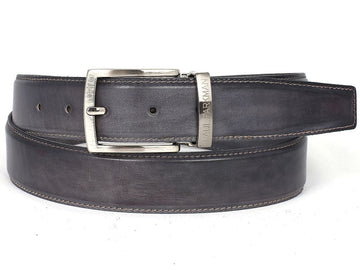 PAUL PARKMAN Men's Leather Belt Hand-Painted Gray (ID#B01-GRAY)