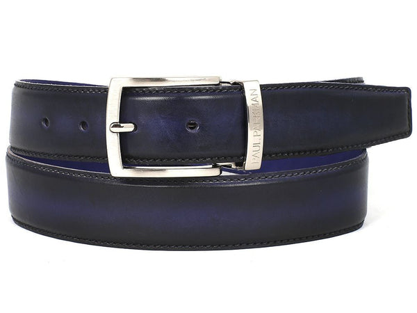 PAUL PARKMAN Men's Leather Belt Dual Tone Navy & Blue (ID#B01-NVY-BLU) - WKshoes
