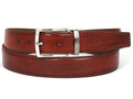 PAUL PARKMAN Men's Leather Belt Hand-Painted Reddish Brown (ID#B01-RDH)