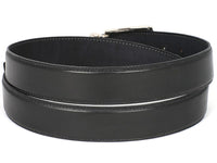 PAUL PARKMAN Men's Leather Belt Hand-Painted Black (ID#B01-BLK) - WKshoes