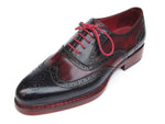 Paul Parkman Men's Triple Leather Sole Wingtip Brogues Navy & Red (ID#027-TRP-NVYBRD) - WKshoes