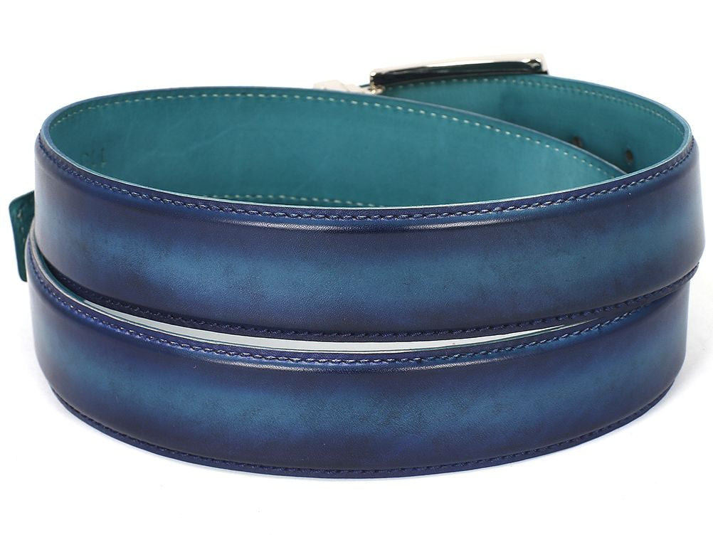 PAUL PARKMAN Men's Leather Belt Dual Tone Blue & Turquoise (ID#B01-BLU-TRQ) - WKshoes