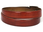 PAUL PARKMAN Men's Leather Belt Hand-Painted Reddish Brown (ID#B01-RDH) - WKshoes