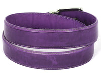 PAUL PARKMAN Men's Leather Belt Hand-Painted Purple (ID#B01-PURP) - WKshoes