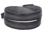 PAUL PARKMAN Men's Leather Belt Dual Tone Hand-Painted Gray & Black (ID#B01-GRY-BLK) - WKshoes