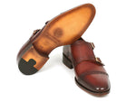 Paul Parkman Men's Cap-Toe Double Monkstraps Camel & Light Brown (ID#0457-CML) - WKshoes