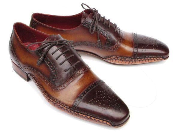 Paul Parkman Men's Captoe Oxfords Brown Hand Painted Shoes (ID#5032-BRW) - WKshoes