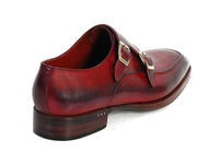 Paul Parkman Men's Double Monkstrap Shoes Black & Bordeaux (ID#PP3851) - WKshoes