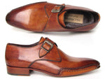Paul Parkman Men's Monkstrap Shoes Side Handsewn Twisted Leather Sole Tobacco (ID#24Y56) - WKshoes