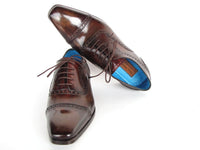 Paul Parkman Men's Captoe Oxfords Anthracite Brown Hand-Painted Leather (ID#024-ANTBRW) - WKshoes