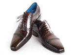Paul Parkman Men's Captoe Oxfords Anthracite Brown Hand-Painted Leather (ID#024-ANTBRW) - WKshoes