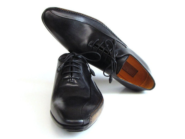 Paul Parkman Men's Black Leather Oxfords - Side Handsewn Leather Upper and Leather Sole (ID#018-BLK) - WKshoes
