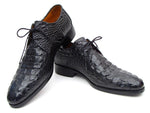 Paul Parkman Black Crocodile Embossed Derby Shoes - WKshoes