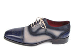 Paul Parkman Men's Captoe Oxfords - Navy / Beige Hand-Painted Suede Upper and Leather Sole (ID#024-BLS) - WKshoes