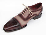 Paul Parkman Men's Captoe Oxfords - Bordeaux / Beige Hand-Painted Suede Upper and Leather Sole (ID#024-BRR) - WKshoes