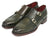Paul Parkman Men's Double Monkstrap Goodyear Welted Shoes Green (ID#061-GREEN) - WKshoes