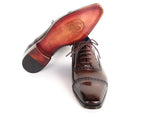 Paul Parkman Men's Captoe Oxfords Anthracite Brown Hand-Painted Leather (ID#024-ANTBRW) - WKshoes