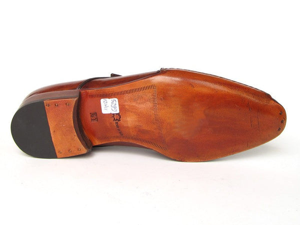 Paul Parkman Men's Monkstrap Shoes Side Handsewn Twisted Leather Sole Tobacco (ID#24Y56) - WKshoes