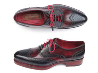 Paul Parkman Men's Triple Leather Sole Wingtip Brogues Navy & Red (ID#027-TRP-NVYBRD) - WKshoes