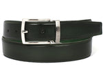 PAUL PARKMAN Men's Leather Belt Hand-Painted Dark Green (ID#B01-DARK-GRN) - WKshoes
