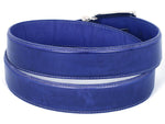 PAUL PARKMAN Men's Leather Belt Hand-Painted Cobalt Blue (ID#B01-BLU) - WKshoes