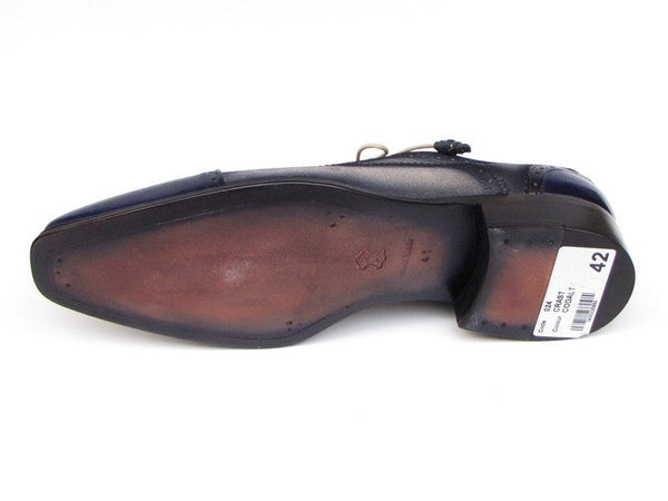 Paul Parkman Men's Captoe Oxfords - Navy / Beige Hand-Painted Suede Upper and Leather Sole (ID#024-BLS) - WKshoes
