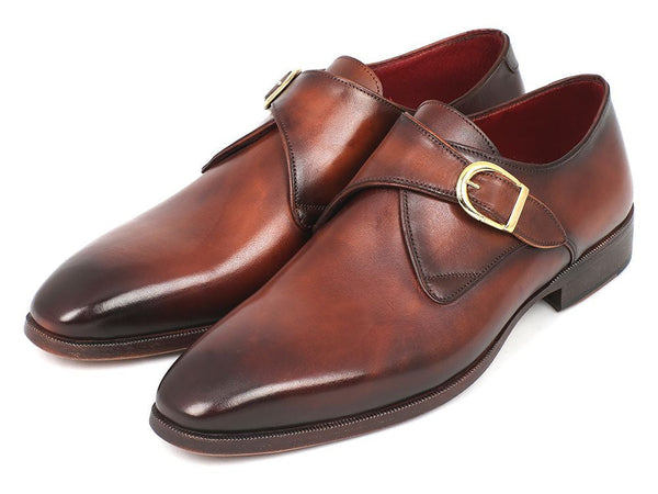 Paul Parkman Monkstrap Dress Shoes Brown & Camel (ID#011B44) - WKshoes