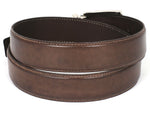 PAUL PARKMAN Men's Leather Belt Hand-Painted Brown (ID#B01-ANTBRW) - WKshoes