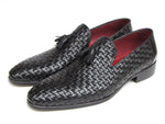 Paul Parkman Men's Tassel Loafer Black Woven Leather (ID#085-BLK) - WKshoes