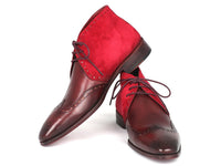 Paul Parkman Men's Chukka Boots Bordeaux Suede & Leather (ID#CK51-BRD) - WKshoes