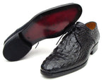 Paul Parkman Black Crocodile Embossed Derby Shoes - WKshoes