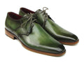 Paul Parkman Men's Green Hand-Painted Derby Shoes Leather Upper and Leather Sole (ID#059-GREEN)