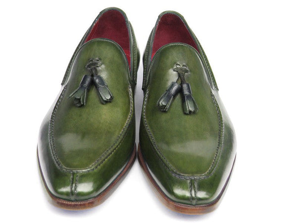 Paul Parkman Men's Tassel Loafer Green Hand Painted Leather (ID#083-GREEN) - WKshoes