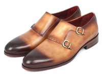 Paul Parkman Two Tone Double Monkstrap Shoes (ID#HT54-CML) - WKshoes