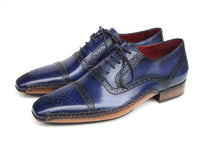 Paul Parkman Men's Captoe Navy Blue Hand Painted Oxfords (ID#5032-NAVY) - WKshoes