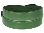 PAUL PARKMAN Men's Leather Belt Hand-Painted Green (ID#B01-LGRN) - WKshoes