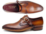 Paul Parkman Men's Single Monkstraps Brown Leather - WKshoes
