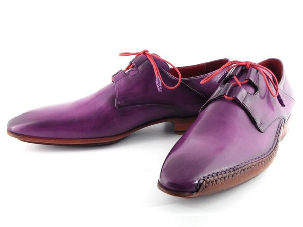 Paul Parkman Men's Ghillie Lacing Side Handsewn Purple Dress Shoes - WKshoes