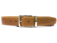 PAUL PARKMAN Men's Perforated Leather Belt Beige (ID#B08-BEJ) - WKshoes