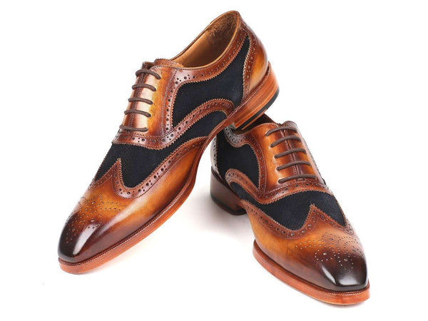 Paul Parkman Brown Leather & Navy Suede Wingtip Oxfords - WKshoes