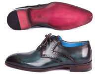 Paul Parkman Turquoise & Brown Medallion Toe Derby Shoes (ID#6584-TRQ) - WKshoes